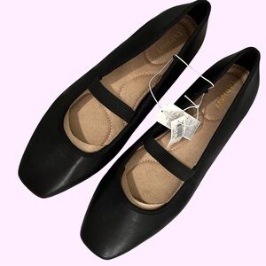 NWT! Mary Jane Square-Toe Ballet Flats OLD NAVY, ELASTIC, BLACK, WOMENS SIZE 10